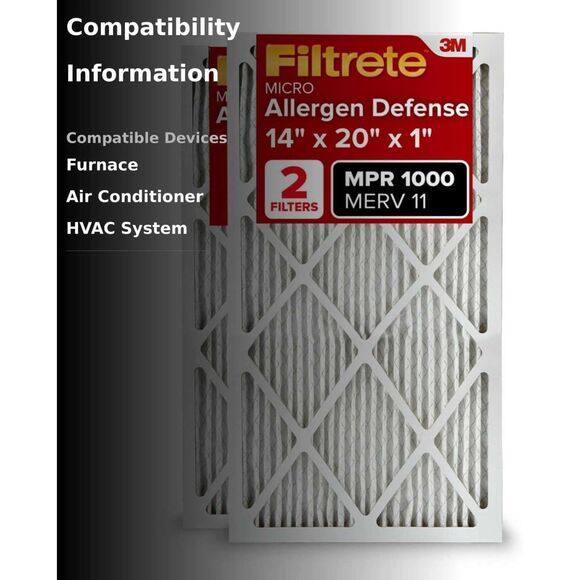 NIB Filtrete 14x20x1 AC Furnace Air Filter Micro Allergen Defense 5 PACK - Picture 5 of 8